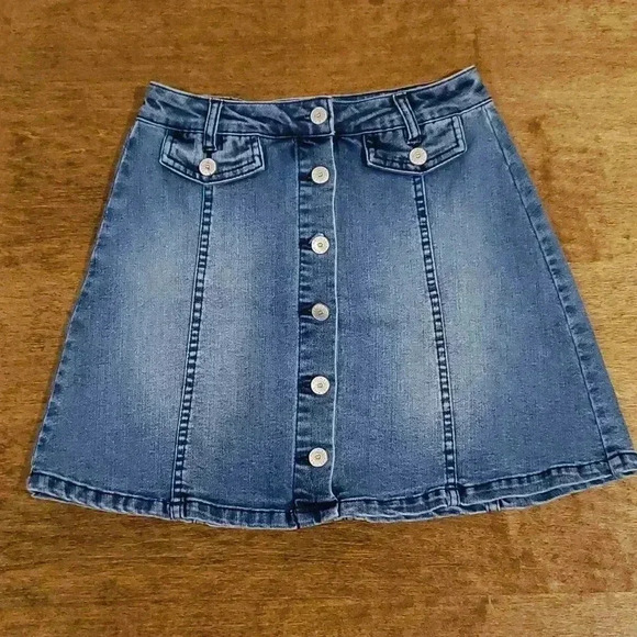 Hot Kiss Y2K 2000s Stretch Denim Button Down Skirt Size 1 - Picture 1 of 3